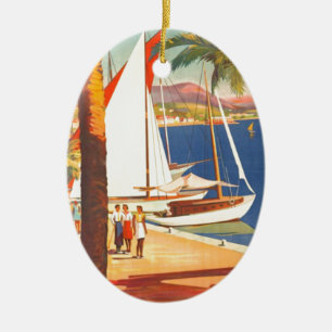 Ornement Ovale En Céramique Vintage Côte d'Azur Voyage en France