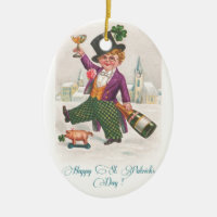 Vintage Happy Jour de la Saint Patrick Shamrock Ch