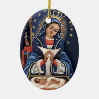 Ornement Ovale En Céramique Virgen de la Altagracia Ornamento Personalizado