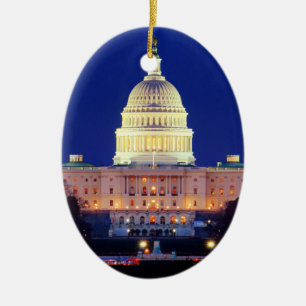 Ornement Ovale En Céramique Washington DC Capitol américain à Dusk