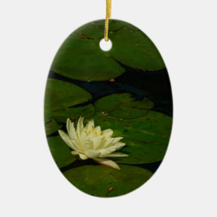 Ornement Ovale En Céramique White Waterlily I Peaceful