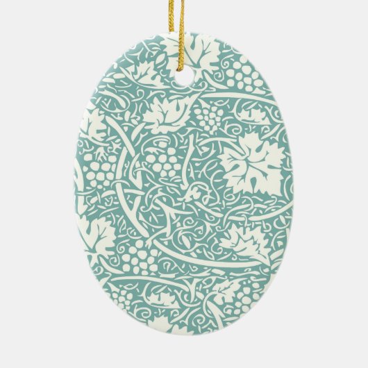 Ornement Ovale En Céramique William Morris Grape Motif Turquoise Turquoise (Dos)