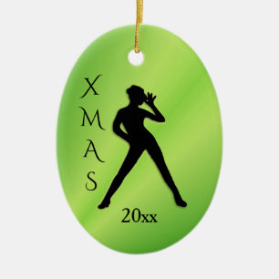 Ornement Ovale En Céramique Xmas 20xx Danse Arbre Ornament Danse des deux côté