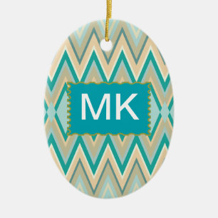 Ornement Ovale En Céramique zigzag-téléphones diagonaux