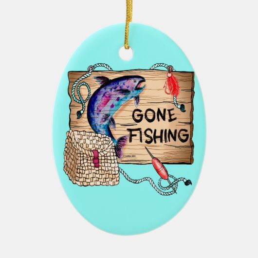 Ornement ovale Gone Fishing (Devant)