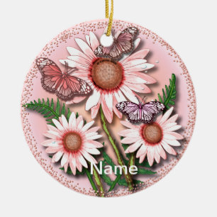 Ornement Papillon Rose Marguerite