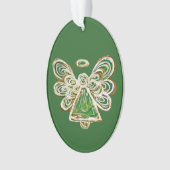 Ornement Pendentif de Noël de l'ange gardien vert (devant)
