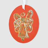 Ornement Pendentif de Noël Orange Guardian Angel (devant)