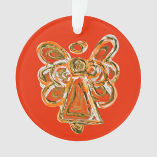 Ornement Pendentif de Noël Orange Guardian Angel