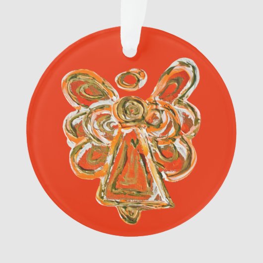 Ornement Pendentif de Noël Orange Guardian Angel (devant)