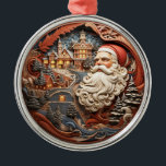 Ornement père Noël 3D<br><div class="desc">père Noël et village 3d ornement</div>