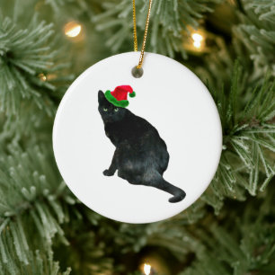 Ornement Père Noël de chat noir