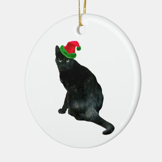 Ornement Père Noël de chat noir (Gauche)