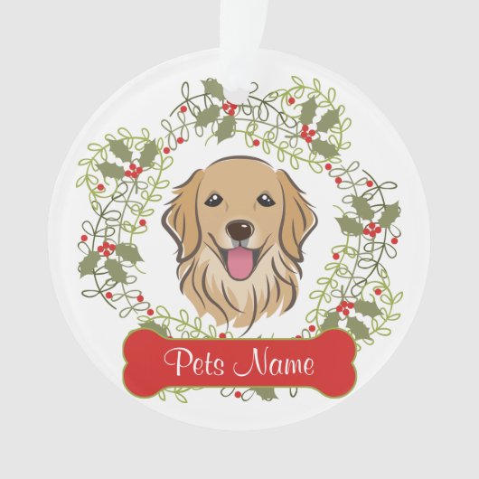 Ornement personnalisable de golden retriever (devant)