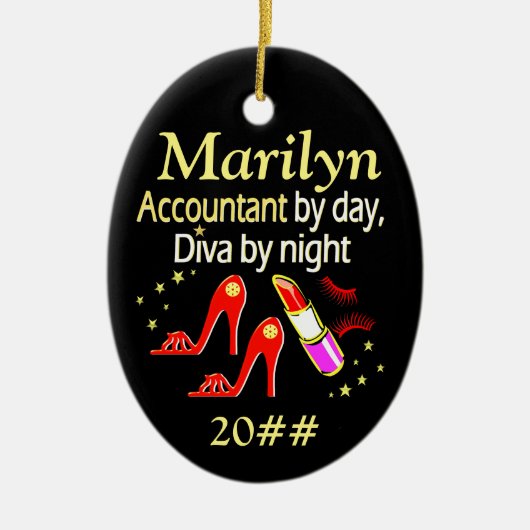 ORNEMENT PERSONNALISÉ DE DIVA COMPTABLE (Devant)