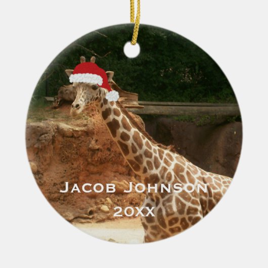Ornement personnalisé de girafe de Noël (Devant)