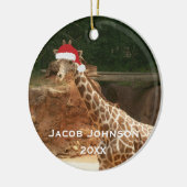 Ornement personnalisé de girafe de Noël (Gauche)