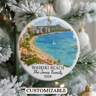 Ornement personnalisé de la plage de Waikiki, Hawa