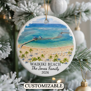 Ornement personnalisé de la plage de Waikiki, Hawa