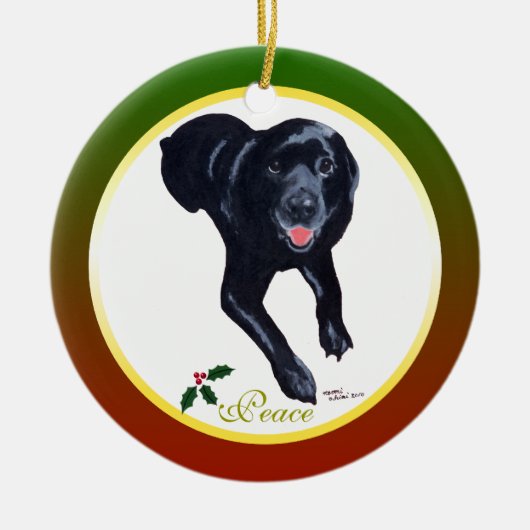 Ornement personnalisé de Labrador de noir de Noël (Devant)