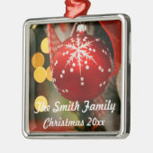 Ornement personnalisé de l'année de Noël rouge et  (Gauche)