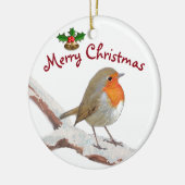 Ornement personnalisé de Noël de Robin de photo (Gauche)
