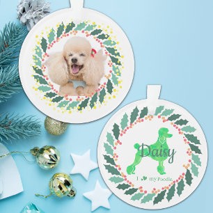 Ornement personnalisé de Noël Poodle Vert Pastel