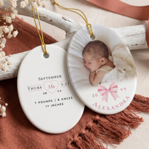 Ornement personnalisé de photo de bébé avec nom et
