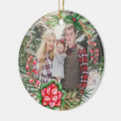 Ornement personnalisé de poinsettia de verdure de (Gauche)