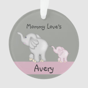 Ornement personnalisé d'éléphant de maman et de