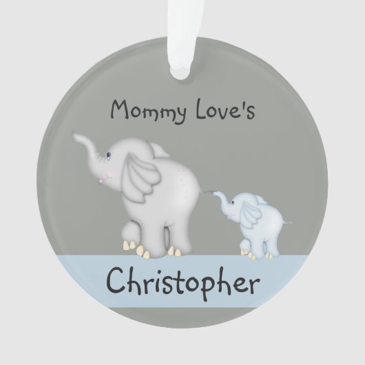 Ornement personnalisé d'éléphant de maman et de (devant)
