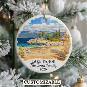 Ornement personnalisé du lac Tahoe, Nevada sur mes