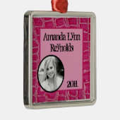 Ornement personnalisé Faux Croc Rose Chaud (Droite)