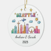 Ornement personnalisé Skyline Seattle, Washington (Gauche)