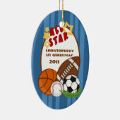 Ornement Personnalisé Tout en bleu étoile (Droite)