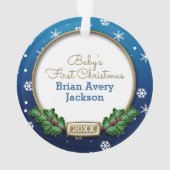 Ornement photo | 1er Noël du bébé (bleu) (dos)