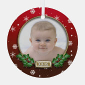 Ornement photo | 1er Noël du bébé (rouge) (Verso)