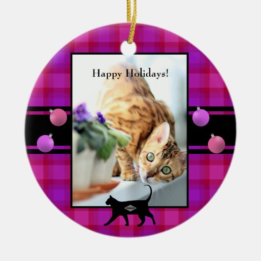 Ornement photo avec graphique de chat et texte HAM (Devant)