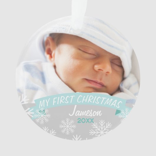 Ornement photo | Baby Boy First Christmas (devant)