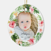 Ornement photo de bébé floral tropical (Gauche)