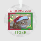 Ornement photo de chat de chat de Noël mignon (dos)