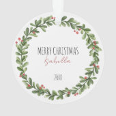 Ornement photo de fleurs vertes de Noël (dos)