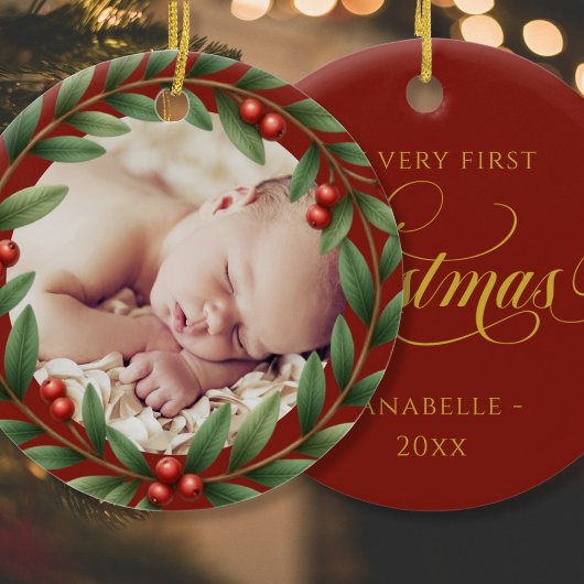 Ornement photo de la couronne de Noël