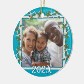 Ornement photo de Noël de plage Starfish Bleu (Gauche)