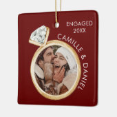 Ornement photo de Noël Fiançailles moderne (Gauche)