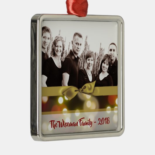 Ornement photo de Noël Gold Bokeh personnalisé (Droite)