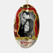 Ornement photo de Noël Gold Bokeh personnalisé (Droite)