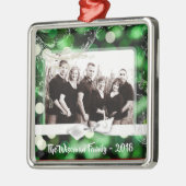 Ornement photo de Noël vert personnalisé Bokeh (Gauche)