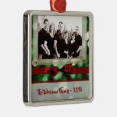 Ornement photo de Noël vert personnalisé Bokeh (Droite)