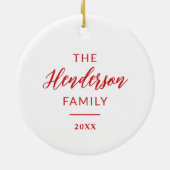 Ornement photo de vacances avec nom de famille et  (Dos)